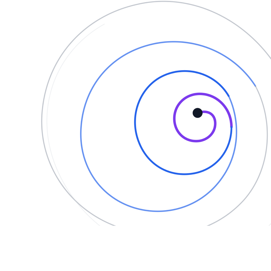 Helix uncoiling: a flat spiral into a center point.